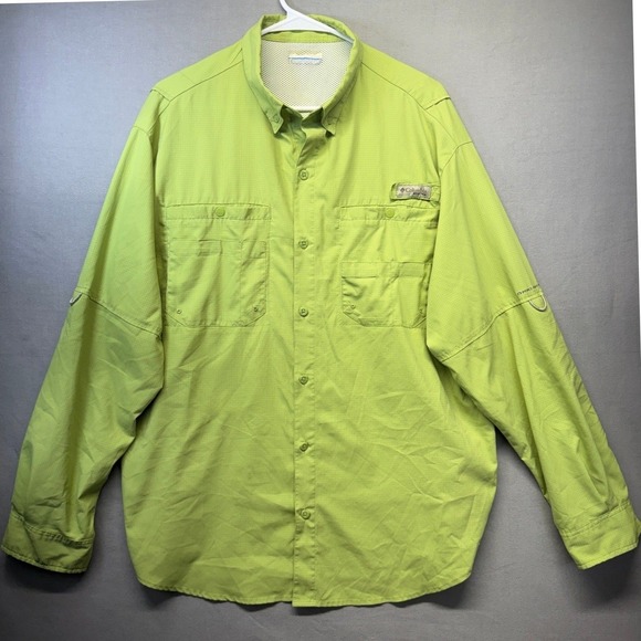 Columbia Other - Columbia PFG Fishing Shirt Mens LRG Green Long Sleeve Omni-Shade Ripstop Vented